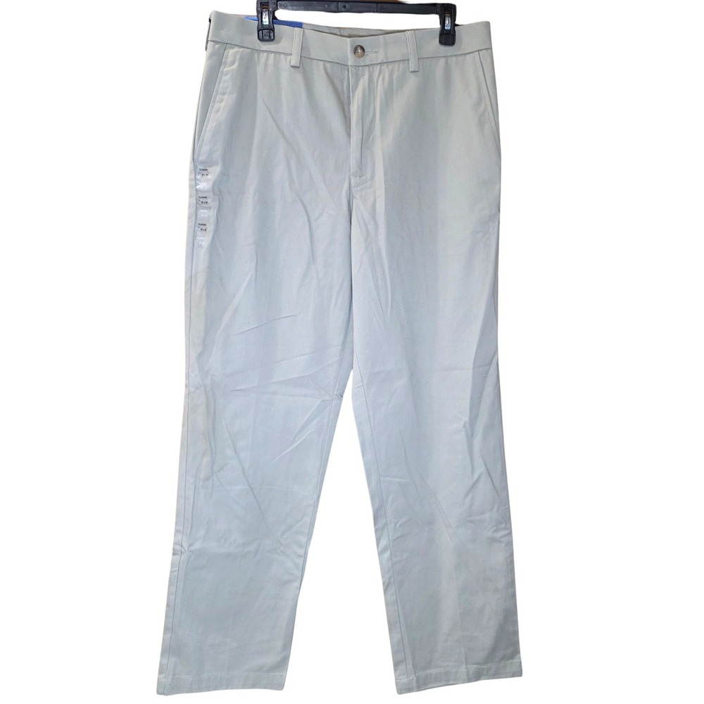 Croft‎ & Barrow Khaki Pants Ivory Straight Leg Classic Fit Easy Care 32x32 NWT